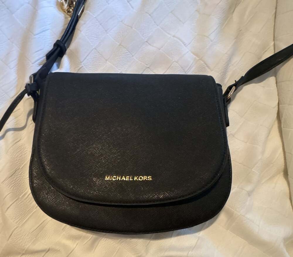 Michael Kors Black Saffiano Leather Flap Crossbody Bag
